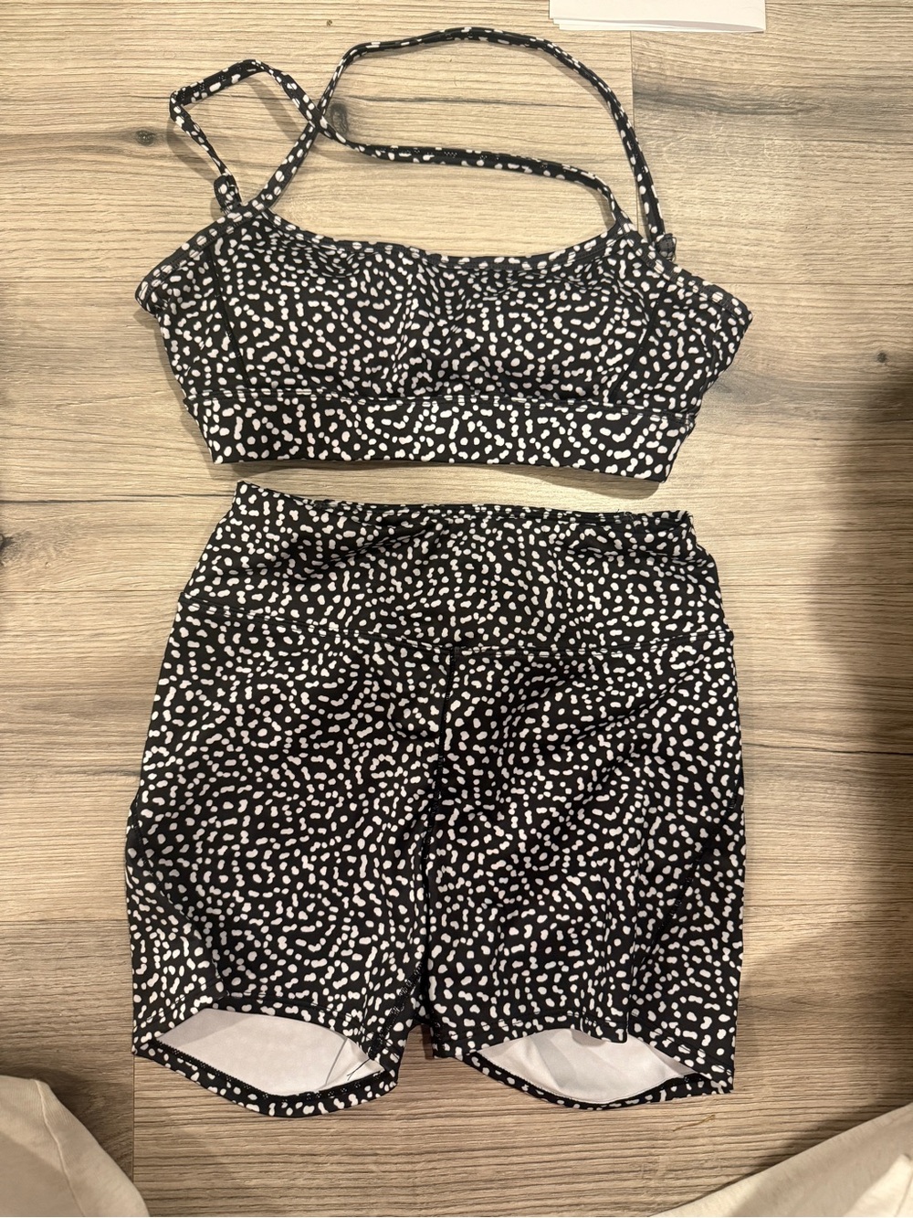 Amazon Black and White Speckled Athletic Shorts Set